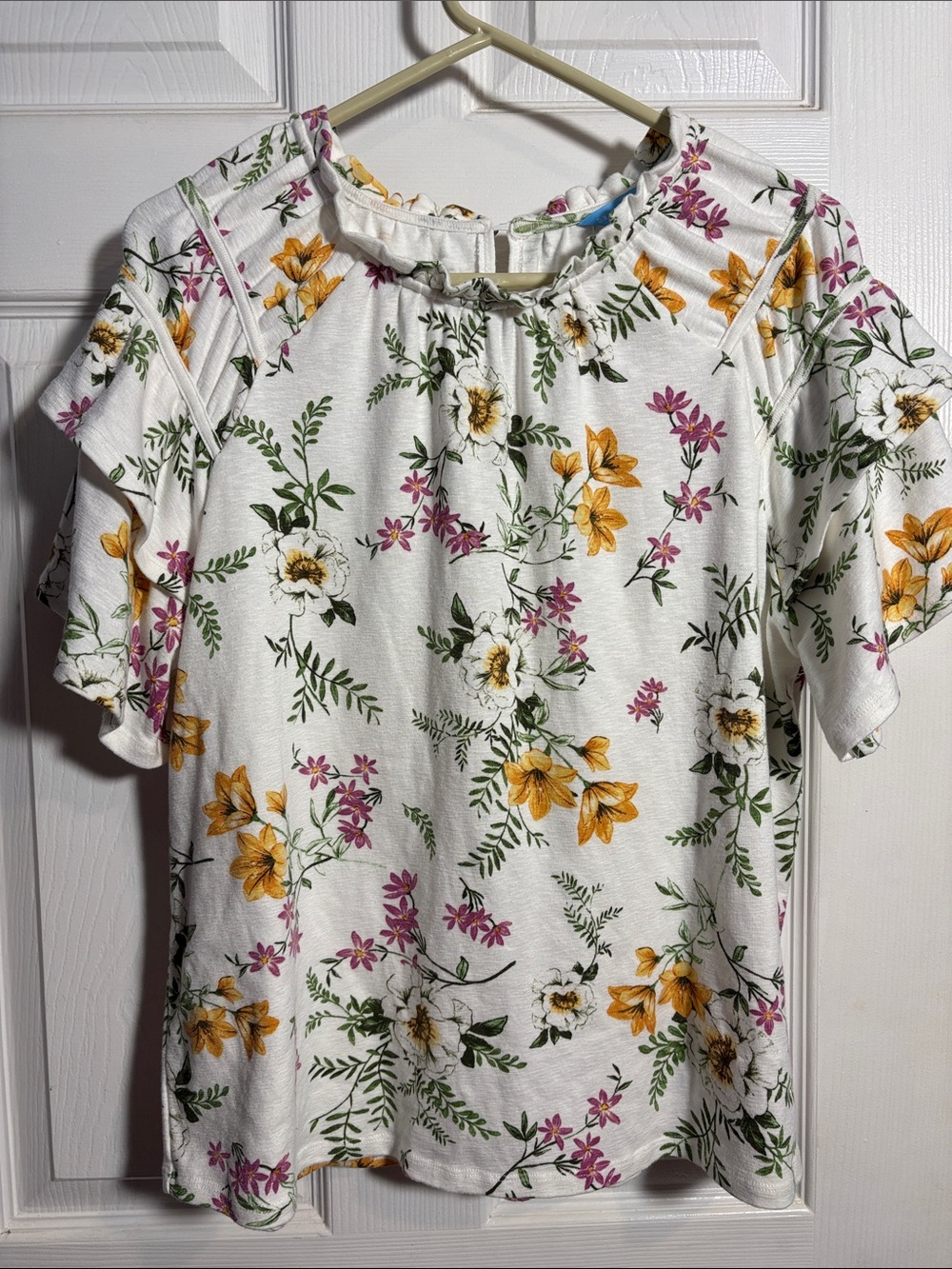 Draper James Floral Short Sleeve Top Size Large